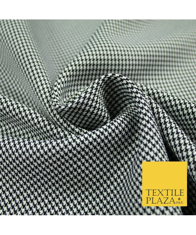 Black & White Woven Mini Check Suiting Fabric Dogtooth Uniform Skirts 58" 6503