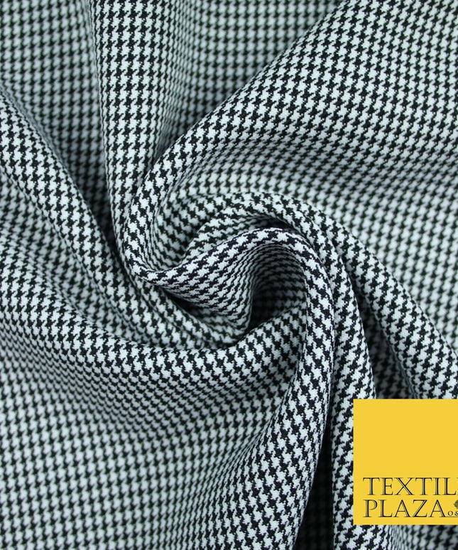 Black & White Woven Mini Check Suiting Fabric Dogtooth Uniform Skirts 58" 6503