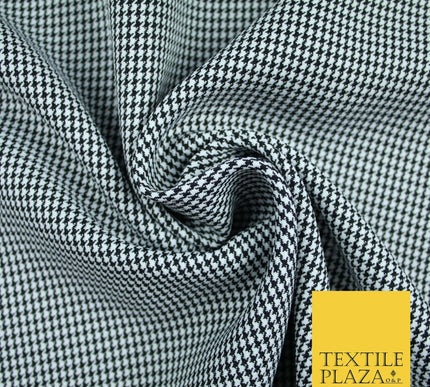 Black & White Woven Mini Check Suiting Fabric Dogtooth Uniform Skirts 58" 6503