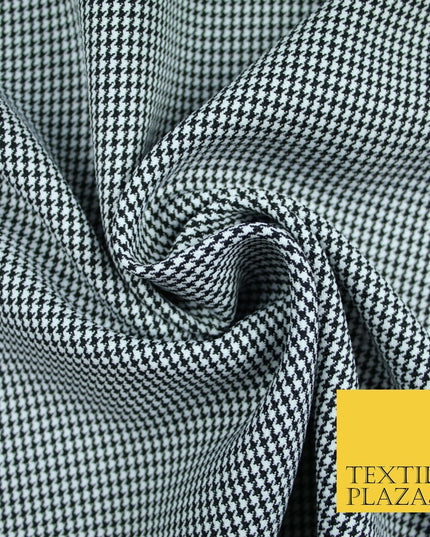 Black & White Woven Mini Check Suiting Fabric Dogtooth Uniform Skirts 58" 6503
