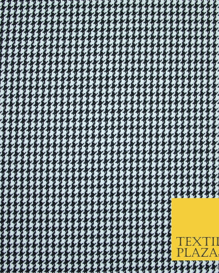 Black & White Woven Mini Check Suiting Fabric Dogtooth Uniform Skirts 58" 6503