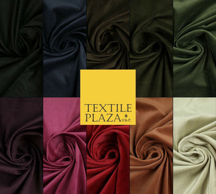 12 COLOURS -100% COTTON VELVET Stretch Plain Fabric Material Dress Craft 58"
