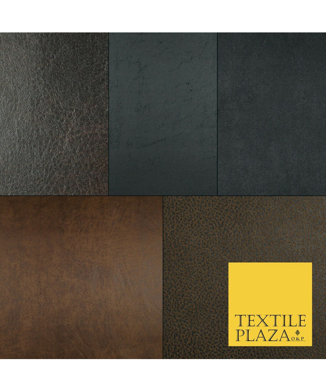 5 DESIGNS - Soft Faux Distressed Aged Leather Fabric Felt Backed Upholstery 56"