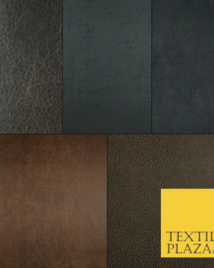 5 DESIGNS - Soft Faux Distressed Aged Leather Fabric Felt Backed Upholstery 56"