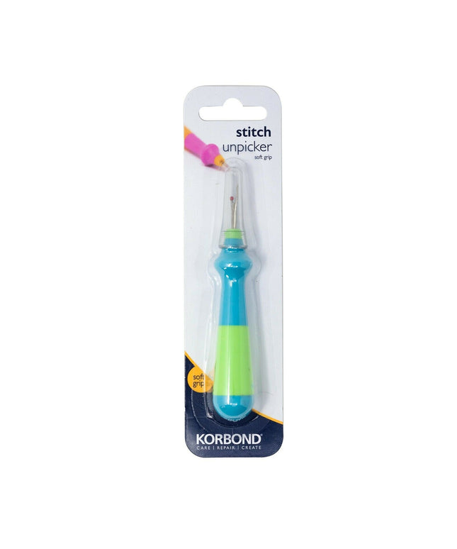 KORBOND Stitch Unpicker / Seam Ripper with Blue / Green Soft Grip Handle 110133