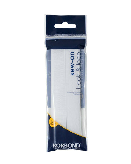 KORBOND White Hook & Loop Sew On 2cmx50cm Furnishing Curtains Upholstery 110115