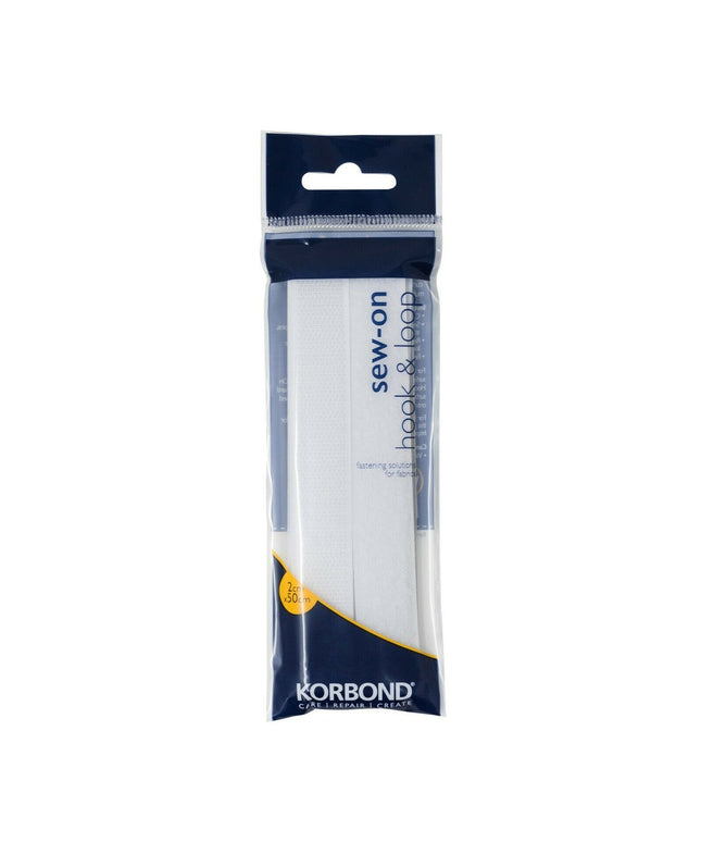 KORBOND White Hook & Loop Sew On 2cmx50cm Furnishing Curtains Upholstery 110115