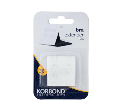 KORBOND Double Hook Bra Extender Extension 38mm WHITE - Machine Washable 110102