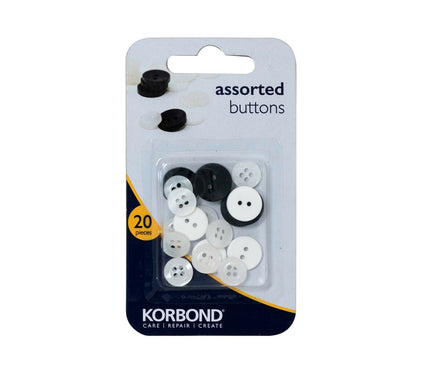 KORBOND 20 Pieces Assorted Size Buttons Sewing Craft Dressmaking 110165
