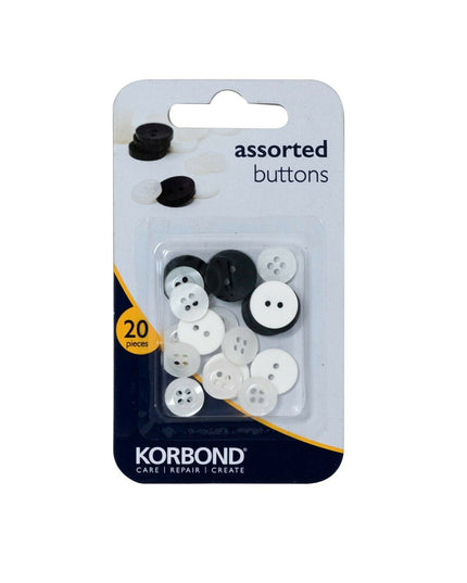 KORBOND 20 Pieces Assorted Size Buttons Sewing Craft Dressmaking 110165
