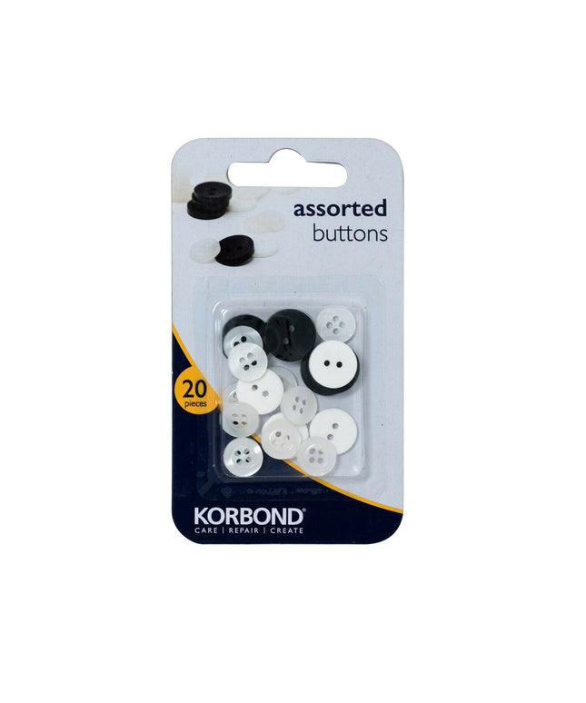 KORBOND 20 Pieces Assorted Size Buttons Sewing Craft Dressmaking 110165