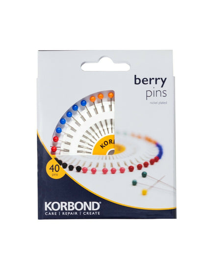 KORBOND 40 Pack Berry Pins Nickel Plated Multicoloured Scarf Dress Craft 110170