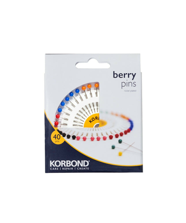 KORBOND 40 Pack Berry Pins Nickel Plated Multicoloured Scarf Dress Craft 110170
