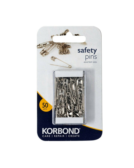 KORBOND 50 Pack Safety Pins Assorted Sizes Sewing Dress Craft 110191
