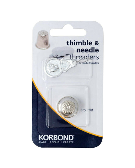 KORBOND 4 Pack Thimble & Needle Threaders Care & Repair Sewing Craft 110155