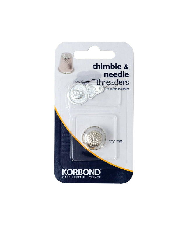 KORBOND 4 Pack Thimble & Needle Threaders Care & Repair Sewing Craft 110155