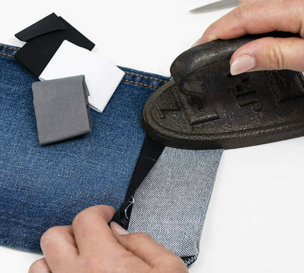 KORBOND 3.8cm x 50cm 3 Pack Black, White & Grey Iron On Mender Tape Patch 110084