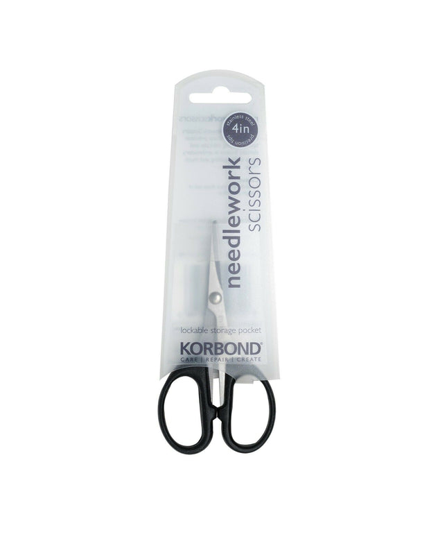 KORBOND Black 4" Small Needlework Scissors Precision Cutting Arts Crafts 110359