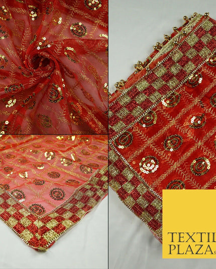 Mata Ki Chunni Embroidery Golden Border Devi Mata Pooja Chunri Puja Hindu Maiyan