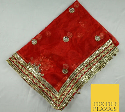 Mata Ki Chunni Embroidery Golden Border Devi Mata Pooja Chunri Puja Hindu Maiyan