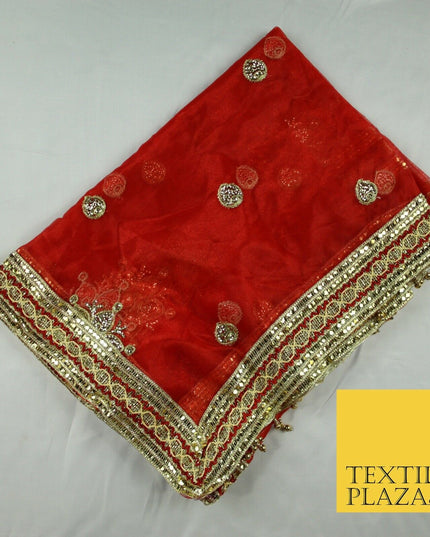 Mata Ki Chunni Embroidery Golden Border Devi Mata Pooja Chunri Puja Hindu Maiyan