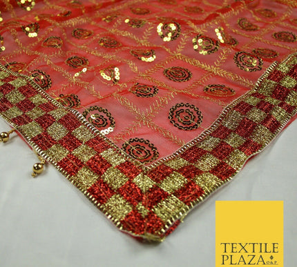 Mata Ki Chunni Embroidery Golden Border Devi Mata Pooja Chunri Puja Hindu Maiyan