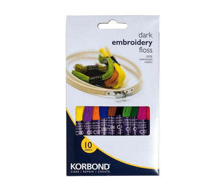 KORBOND Dark Embroidery Floss - 10 Skeins 100% Mercerised Cotton Crafting 160952