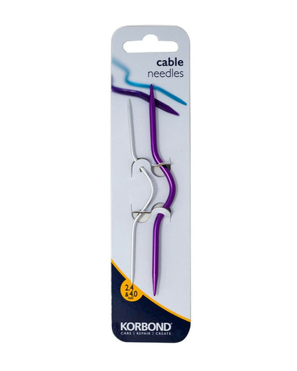 KORBOND 2 Pack Cable Needles Curved 2.4mm 4.0mm Knitting Crochet Craft 180046