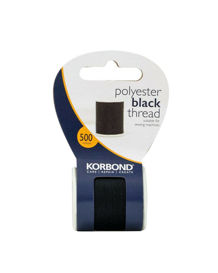 KORBOND Quality 500m BLACK 100% Spun Polyester Thread Sewing Repair Care 110795