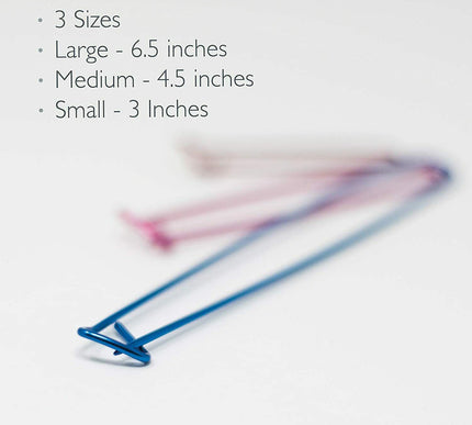 KORBOND 3 Piece Metal Stitch Holder Tool Set Knitting Sewing Crochet 180049