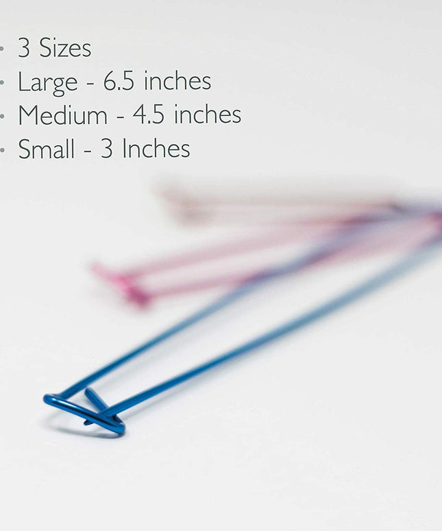 KORBOND 3 Piece Metal Stitch Holder Tool Set Knitting Sewing Crochet 180049