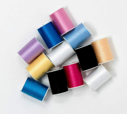 KORBOND 12 Colours PASTEL MIX Thread Selection 12x32m 100% Spun Polyester 110782