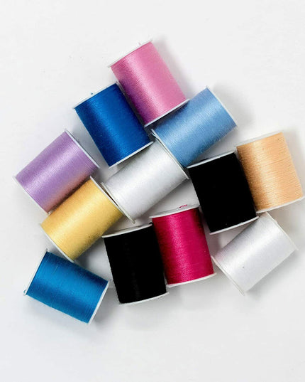 KORBOND 12 Colours PASTEL MIX Thread Selection 12x32m 100% Spun Polyester 110782