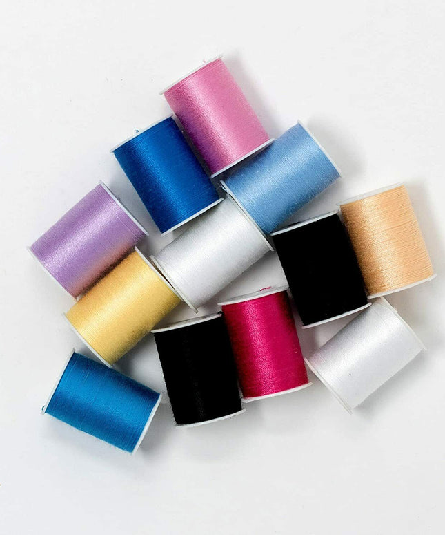 KORBOND 12 Colours PASTEL MIX Thread Selection 12x32m 100% Spun Polyester 110782