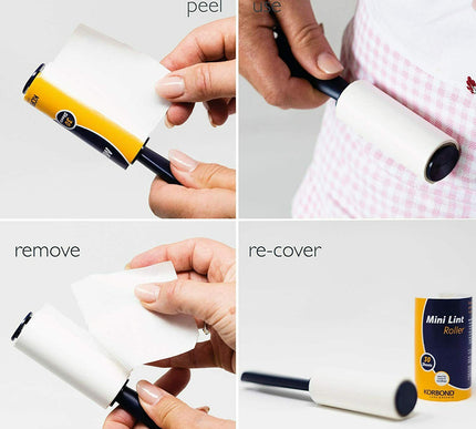 KORBOND Mini Lint Roller 30 Sheets Compact Travel Pet Hair 110710