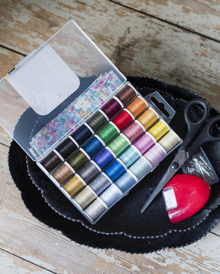 KORBOND 30 Pieces Colour Sewing Thread Set with Case 100% Spun Polyester 110780