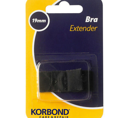 KORBOND Single Hook Bra Extender Extension 19mm BLACK - Machine Washable 110097