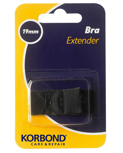 KORBOND Single Hook Bra Extender Extension 19mm BLACK - Machine Washable 110097