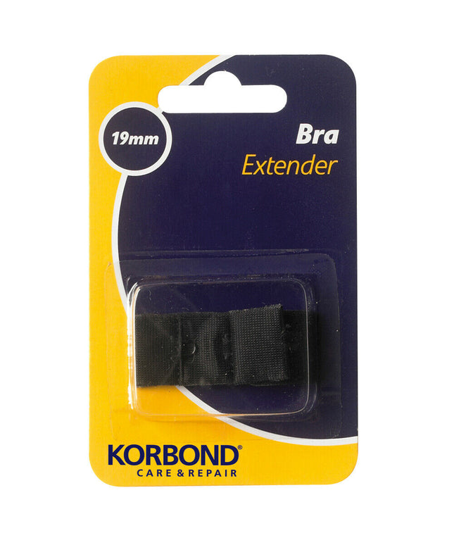 KORBOND Single Hook Bra Extender Extension 19mm BLACK - Machine Washable 110097