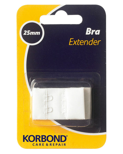 KORBOND Double Hook Bra Extender Extension 25mm WHITE - Machine Washable 110100