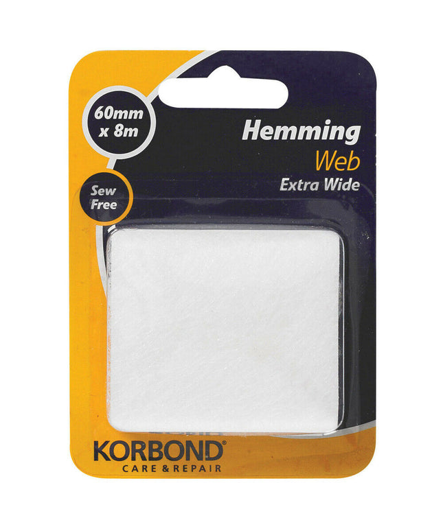 KORBOND Extra Wide Hemming Web 60mmx8m Sew Free Craft Repair Bond Fabric 110048