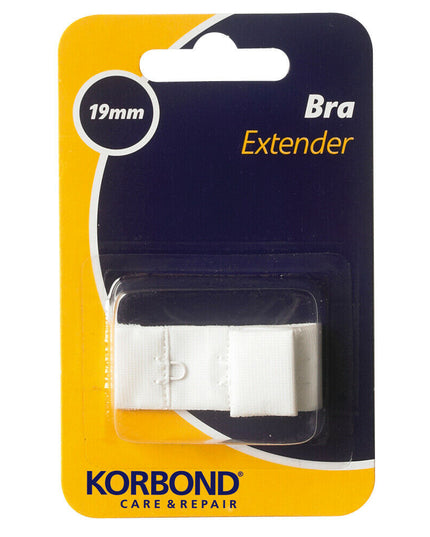 KORBOND Single Hook Bra Extender Extension 19mm WHITE - Machine Washable 110098