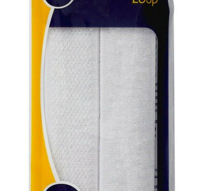 KORBOND Hook & Loop Stick On Press WHITE 2cm x 50cm Hard Surfaces 110117