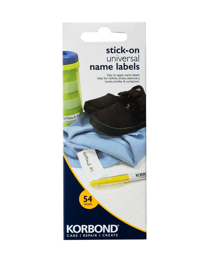 KORBOND 54 Stick On Universal Name Labels School Uniform Shoes Laundry 400137