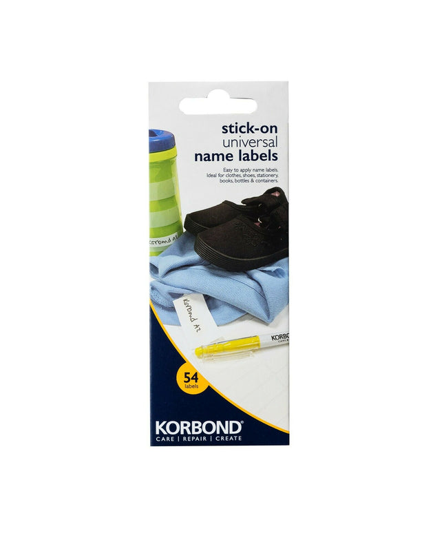 KORBOND 54 Stick On Universal Name Labels School Uniform Shoes Laundry 400137