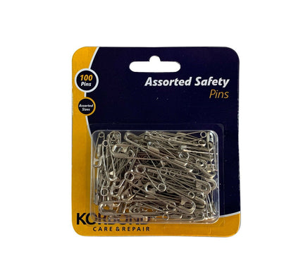 KORBOND 100 PACK Assorted Safety Pins 27mm 38mm 45mm Steel Craft Sewing 108091