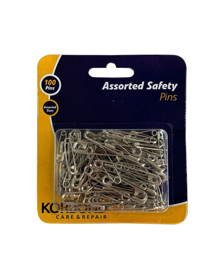 KORBOND 100 PACK Assorted Safety Pins 27mm 38mm 45mm Steel Craft Sewing 108091