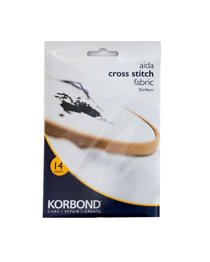 KORBOND 14 Count Aida Cross Stitch Fabric 30cm x 46cm 100% Cotton Canvas 180510