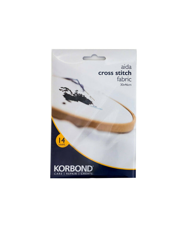 KORBOND 14 Count Aida Cross Stitch Fabric 30cm x 46cm 100% Cotton Canvas 180510