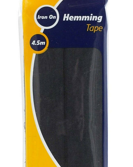 KORBOND Hemming Tape 4.5m - BLACK - Iron On Turning Up Trouser Skirt Hems 110032